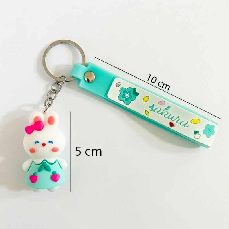 Chaveiro Coelhinho Fofo 3D Emborrachado Decorativo Bolsa Mochila