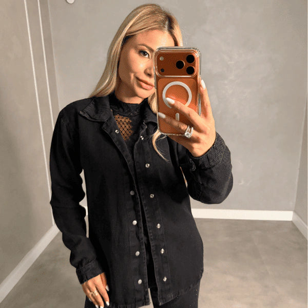 Camisa jeans preta