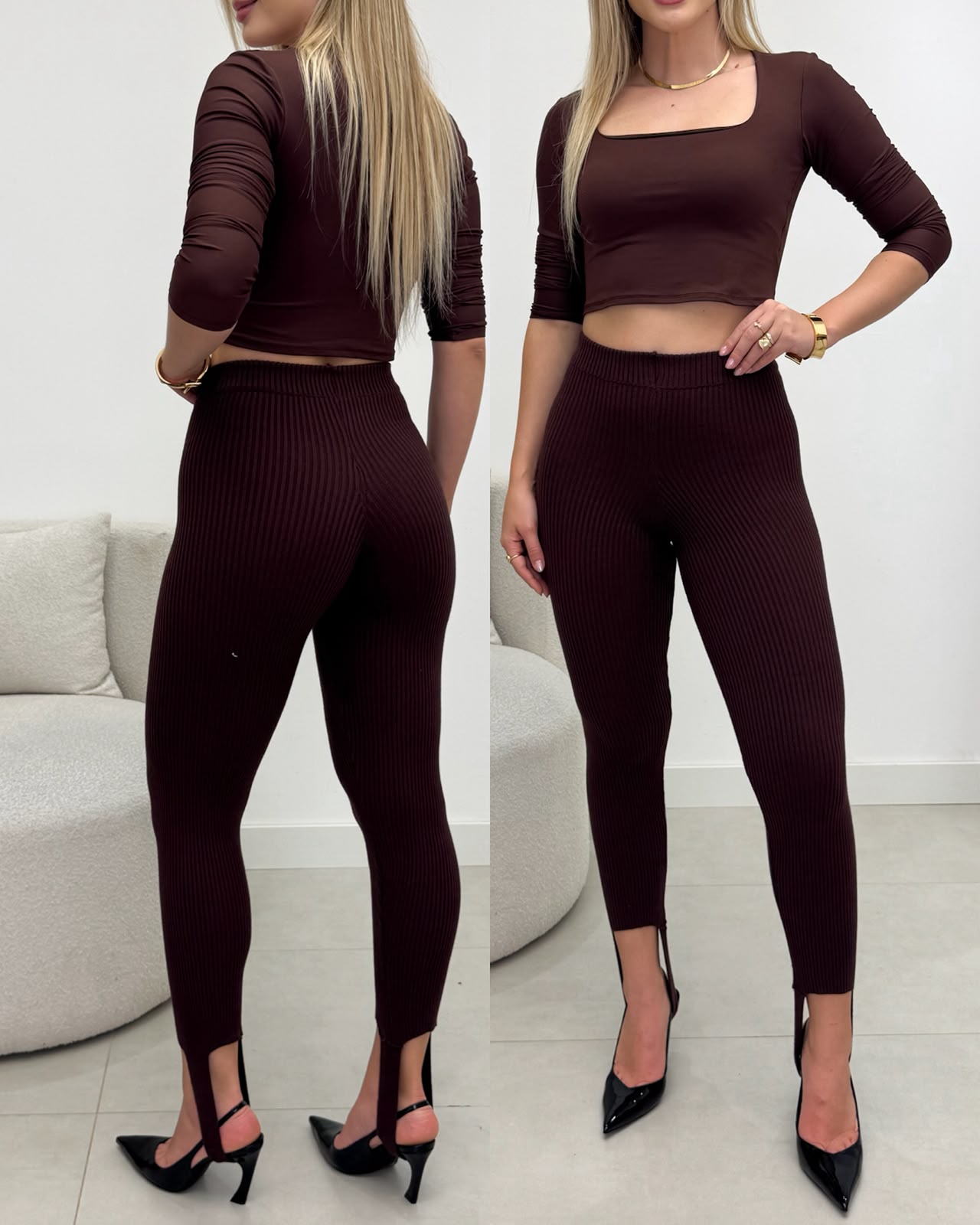 Calça Legging Lã Chocolate 135509