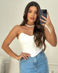 Cropped Corset Couro