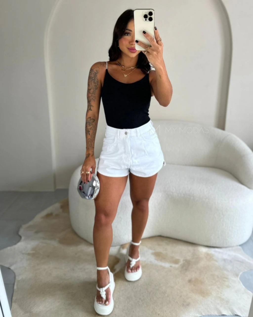 Shorts jeans branco