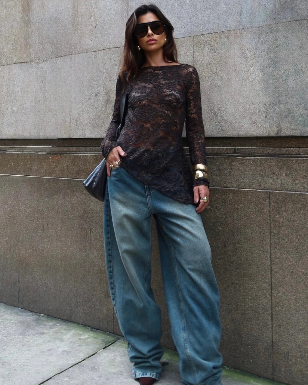 Blusa renda assimétrica