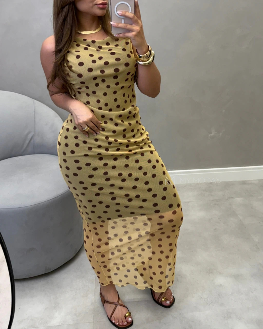 Vestido regata tule Mid alongado