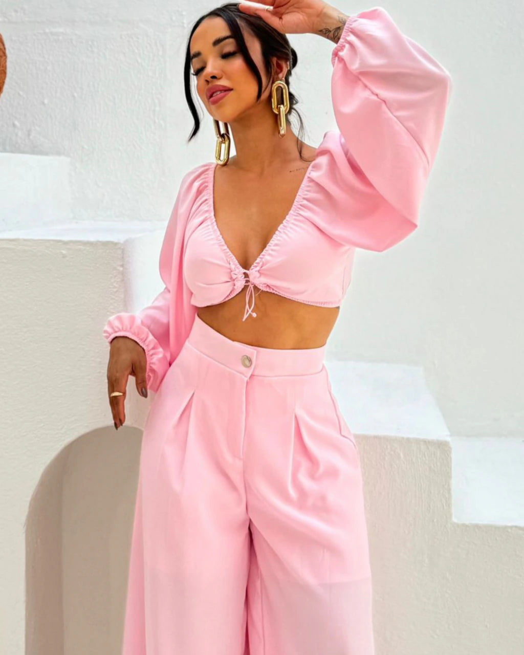 calça pantalona Zaya feminina cintura alta