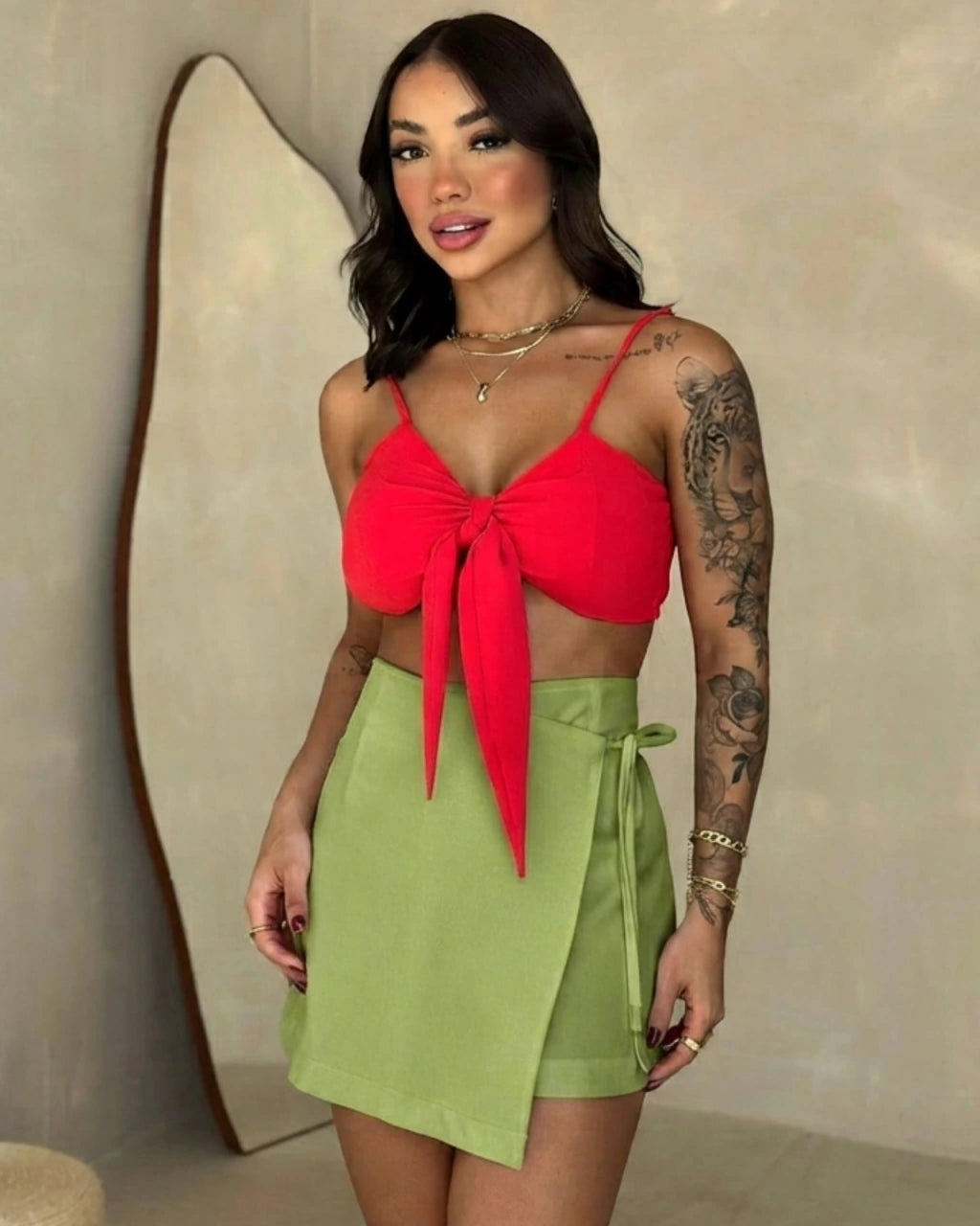 Shorts saia aurora com detalhe na amarração