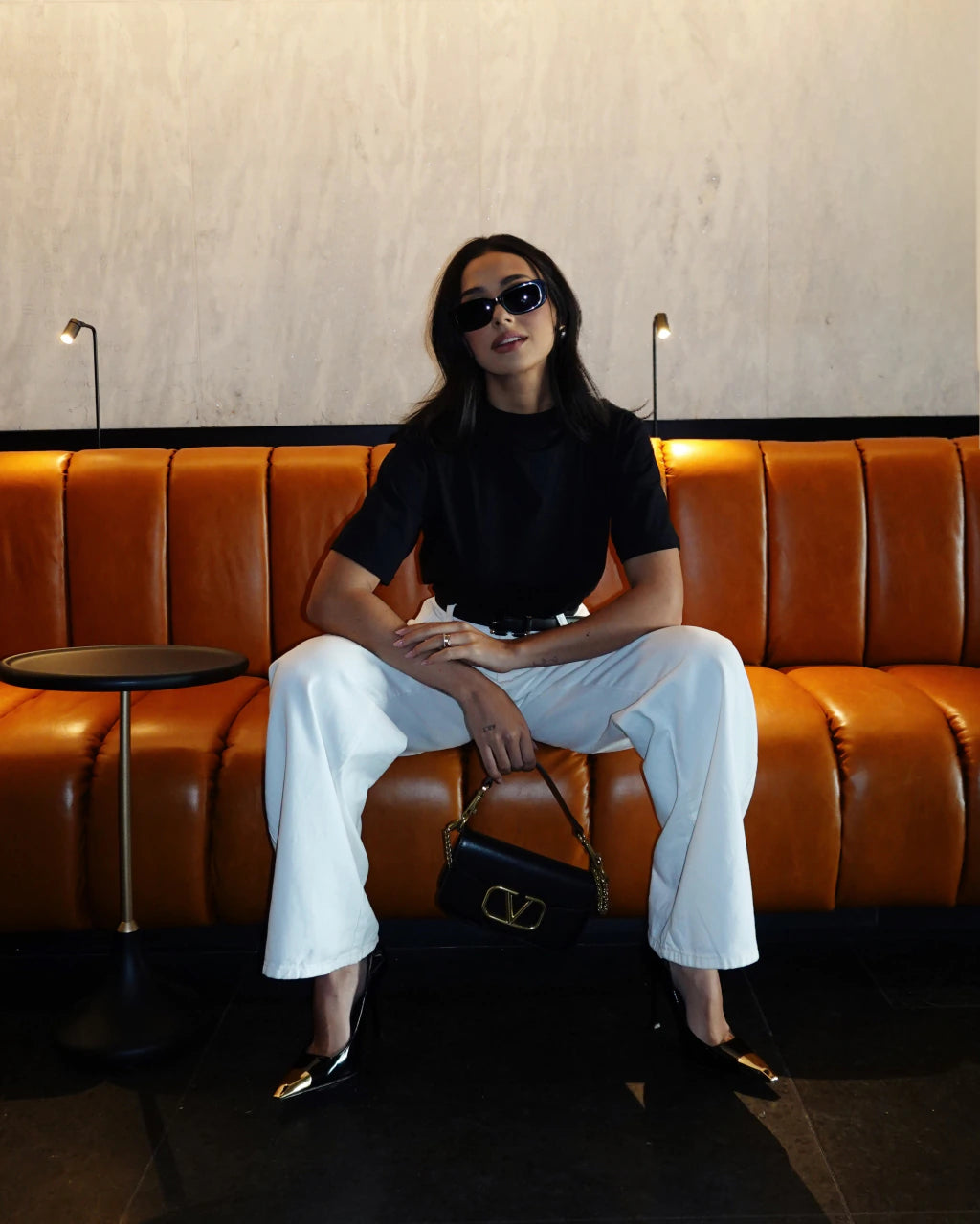Calça jeans off white wide leg