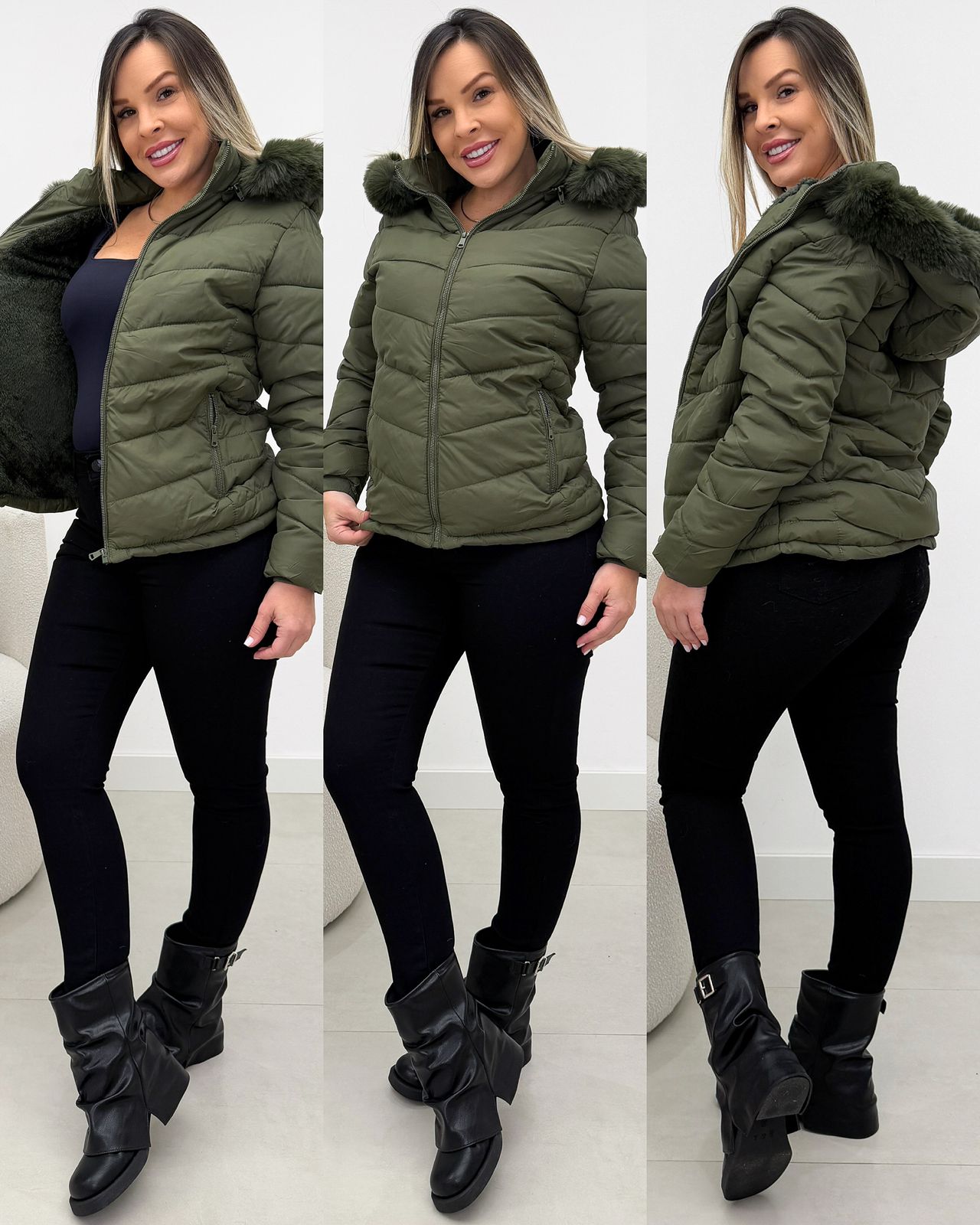 Jaqueta Microfibra Stefani Verde Militar 133374