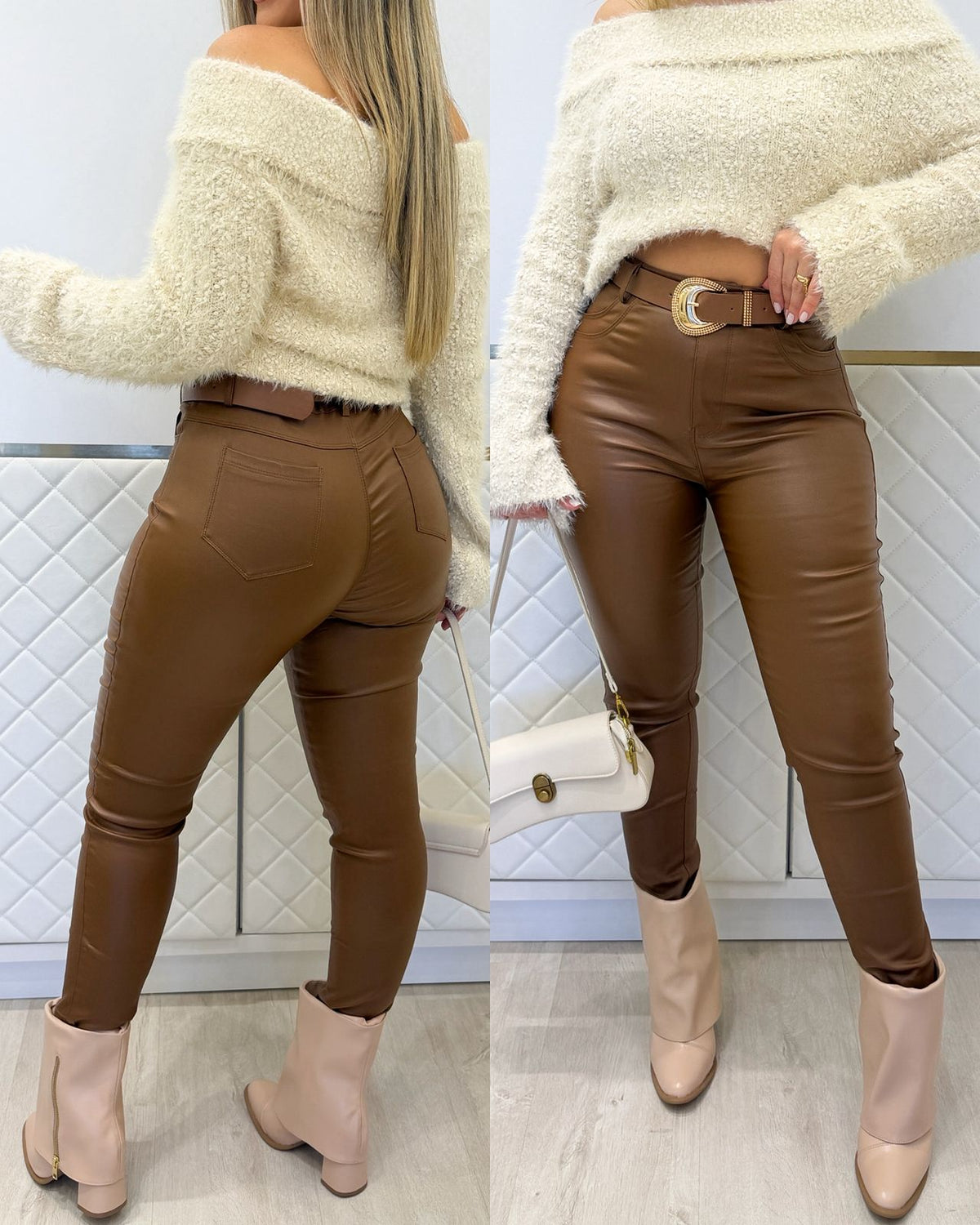 Calça Resinada Alana Marrom 134210