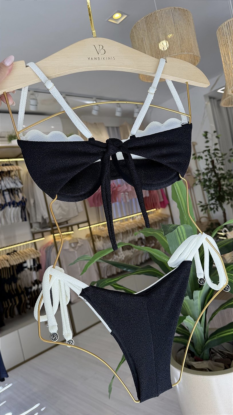 Meia Taça Nuvem Tulum preto e off white (CALCINHA NÃO INCLUSO)