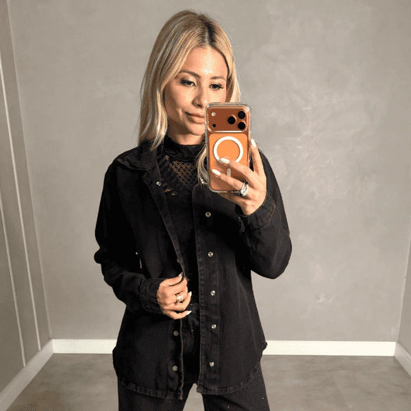 Camisa jeans preta