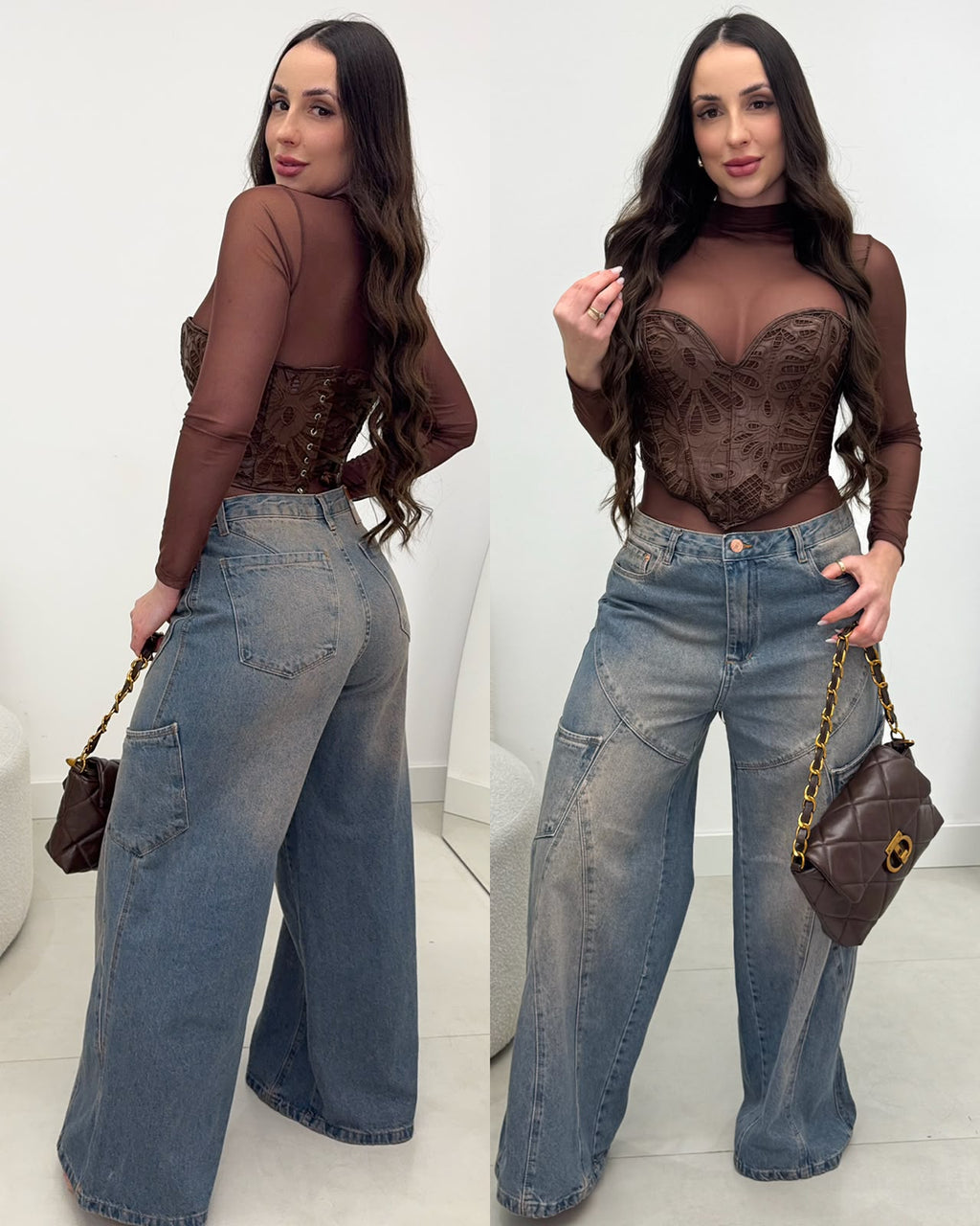 Cropped Corset Kefera Marrom 127058