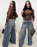 Cropped Corset Kefera Marrom 127058