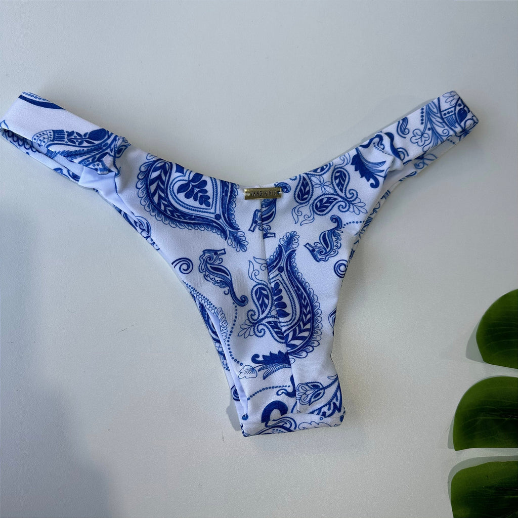 Calcinha Fita Lateral Larga fio duplo tecido glow Grécia azul 013 (BUSTO NÃO INCLUSO)