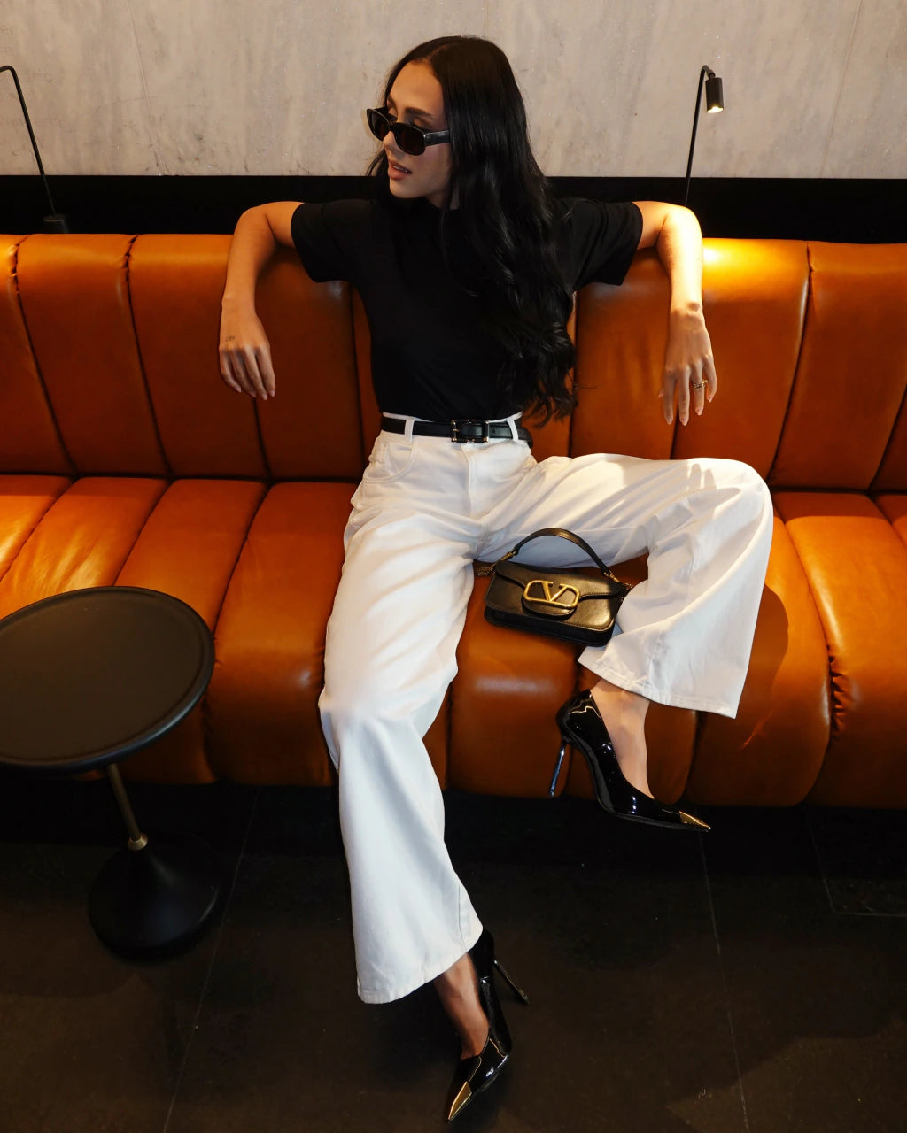 Calça jeans off white wide leg
