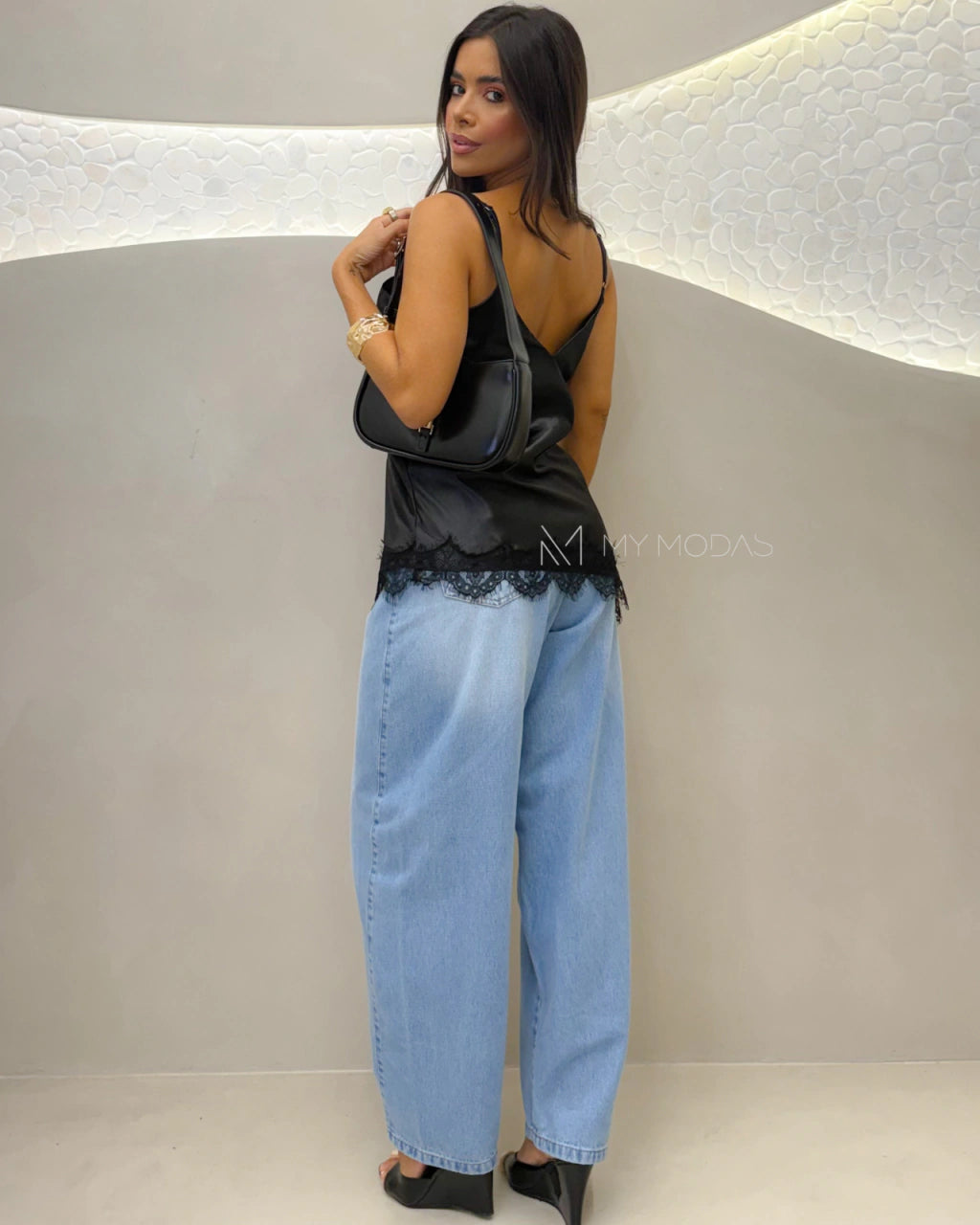 Blusa cetim renda