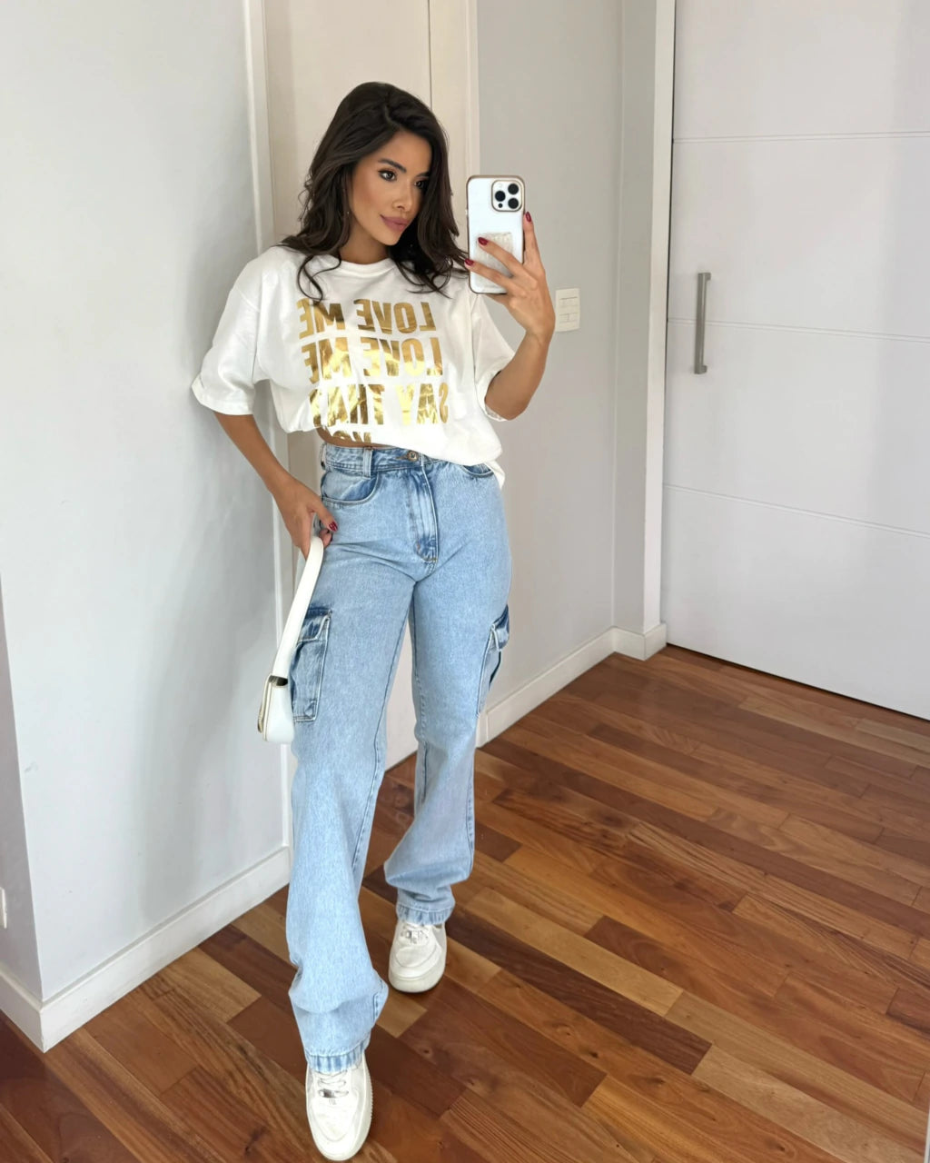 Calça jeans Wide legue cargo