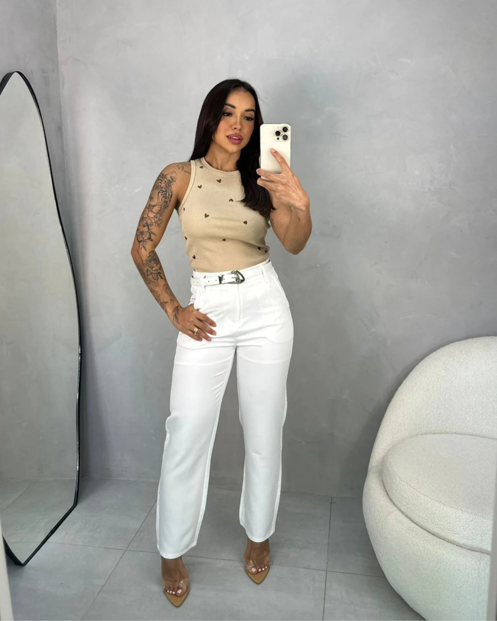 Calça Samanta com cinto feminina cintura alta