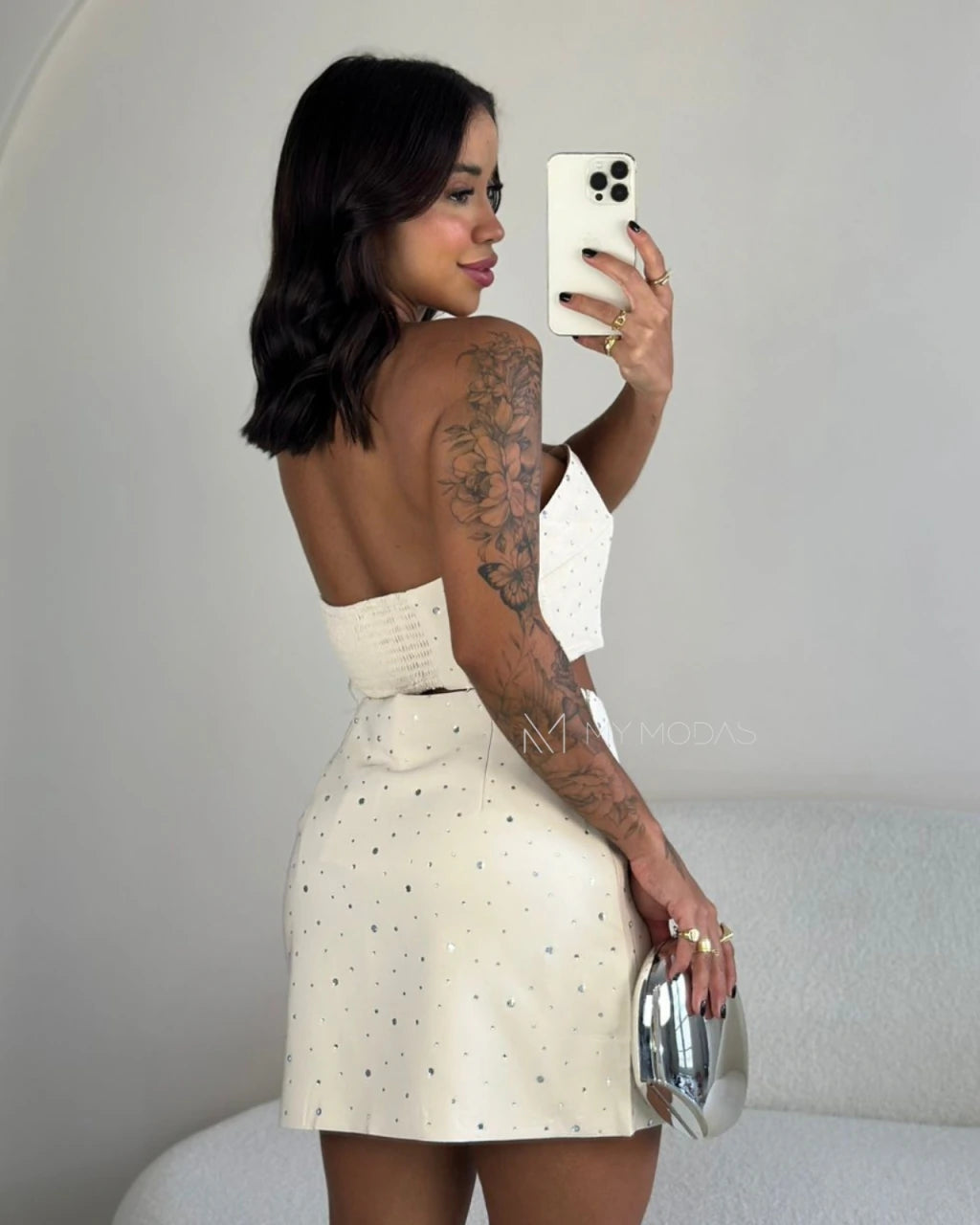 Cropped faixa alfaiataria strass