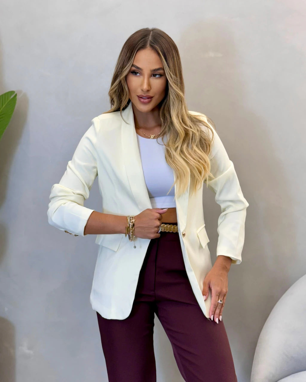 Blazer Alfaiataria Forrado com Botões