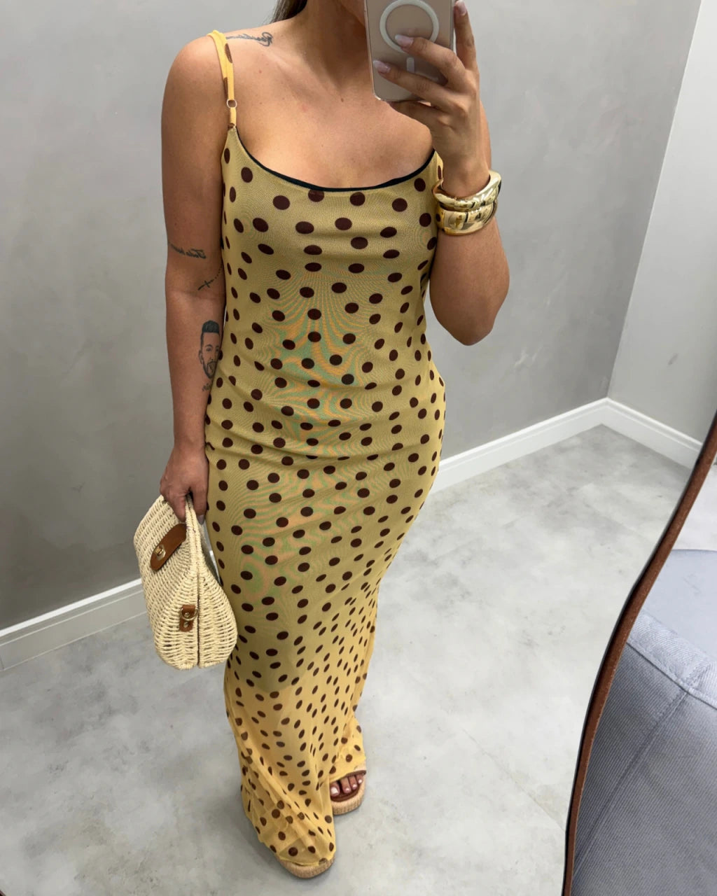 Vestido alça tule Mid alongado