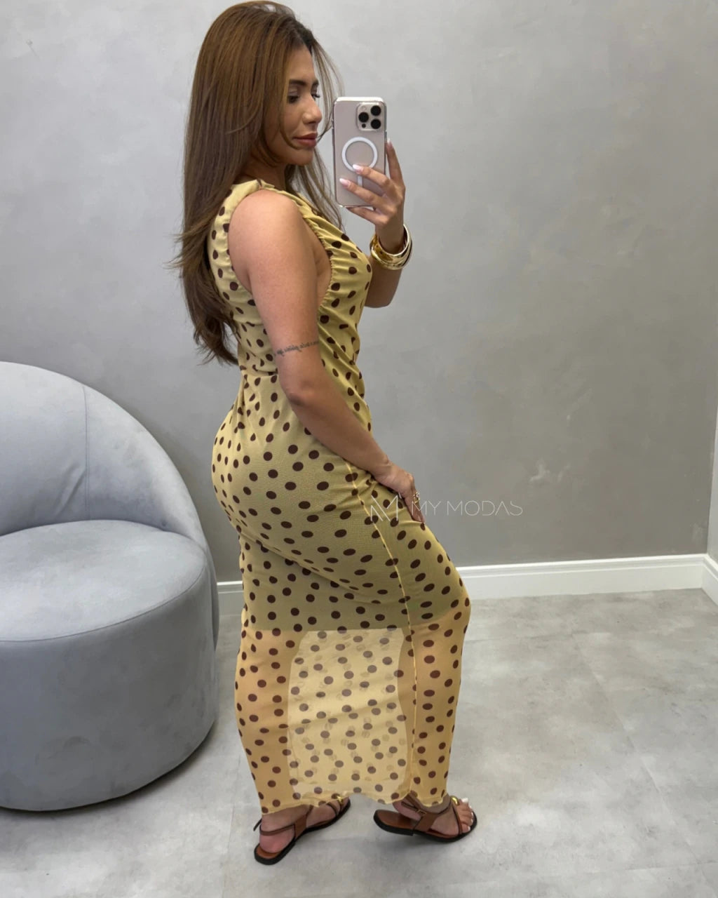 Vestido regata tule Mid alongado