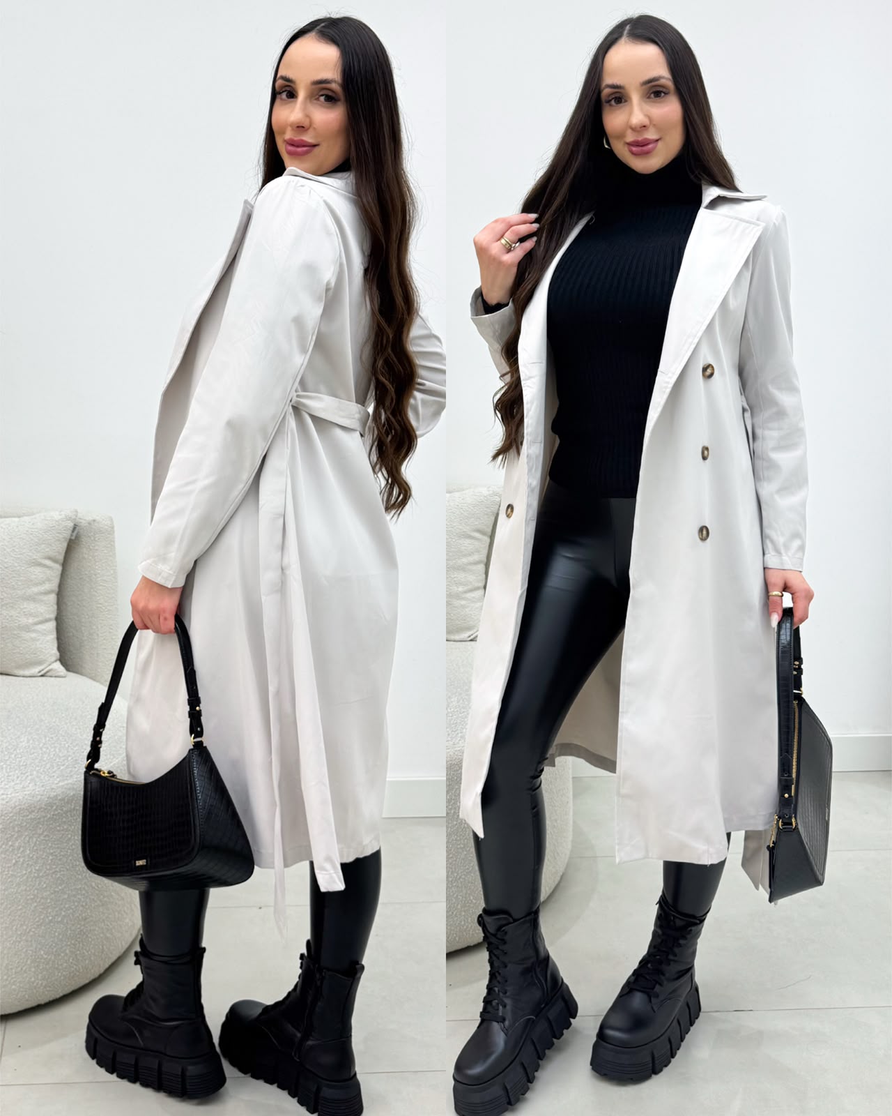 Casaco Trench Coat Morgana Gelo 135048