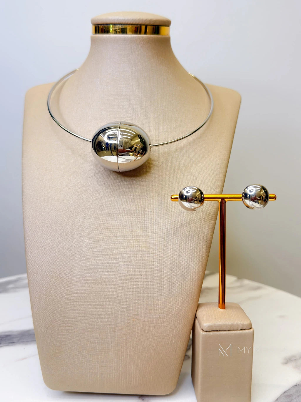 Conjunto Duo oval colar e brinco
