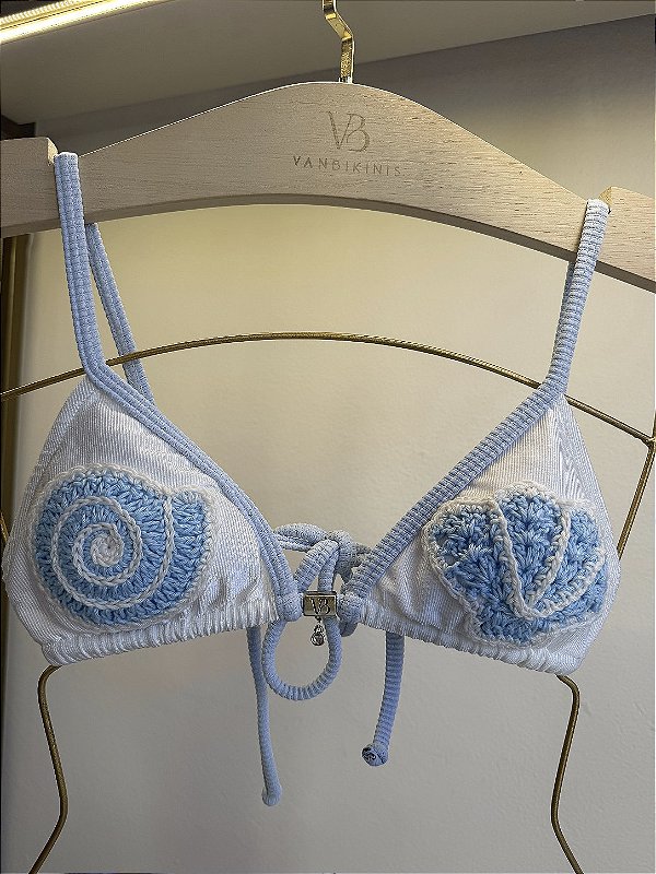 Cortininha Ilhabela Azul e Off White (CALCINHA NÃO INCLUSO)