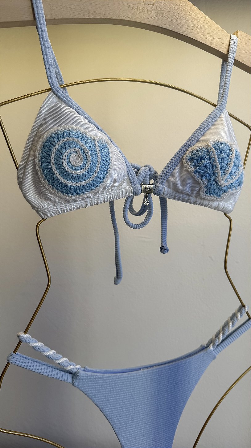 Cortininha Ilhabela Azul e Off White (CALCINHA NÃO INCLUSO)
