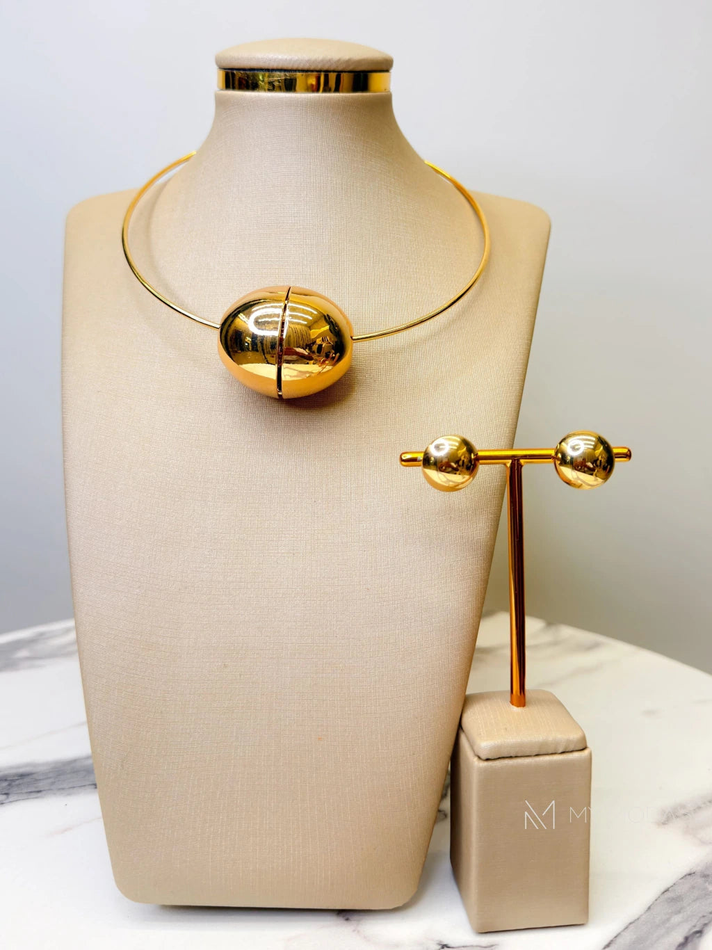 Conjunto Duo oval colar e brinco