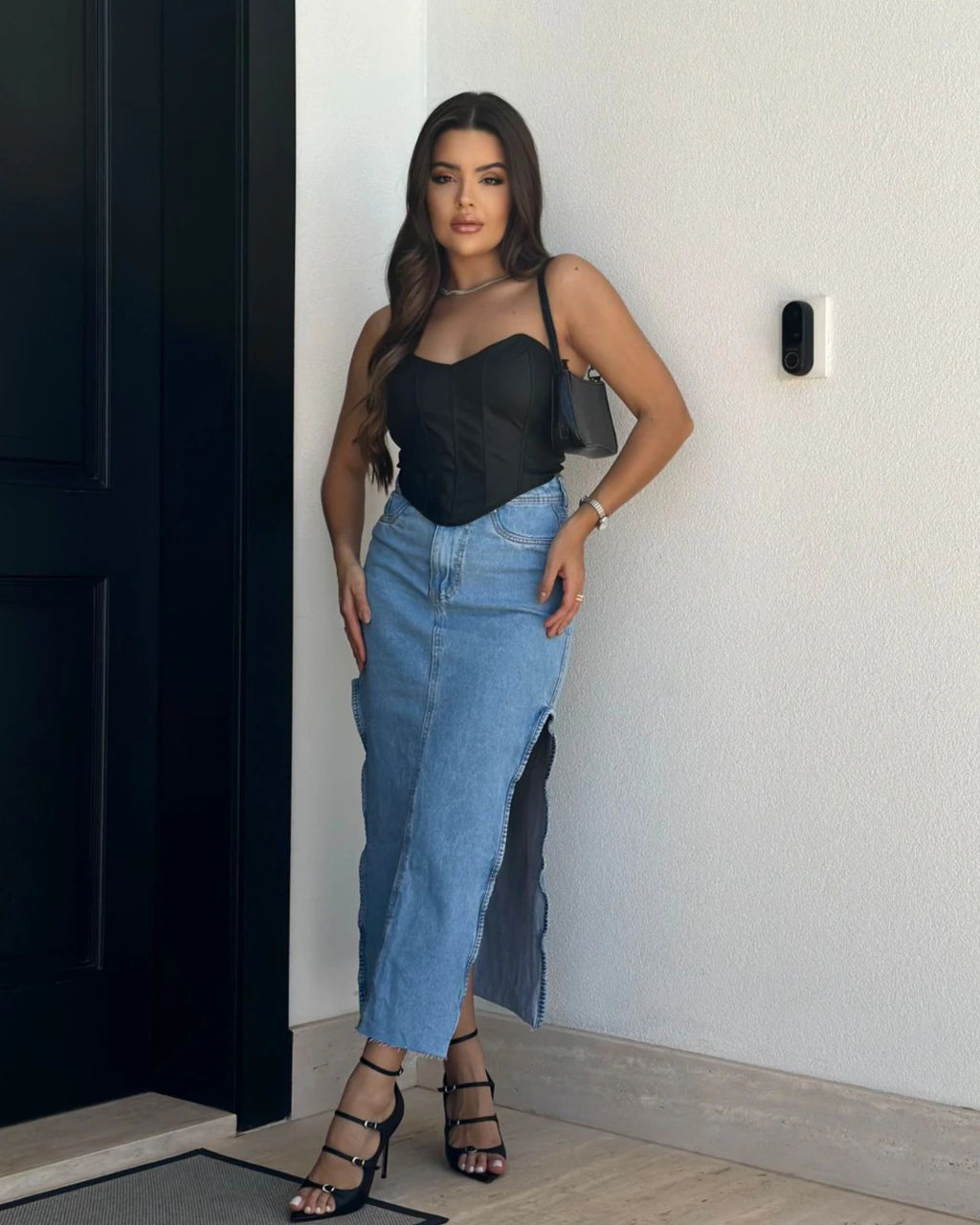 Saia jeans Longa