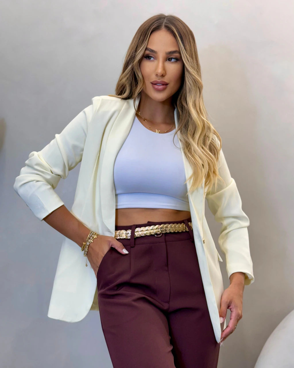 Blazer Alfaiataria Forrado com Botões