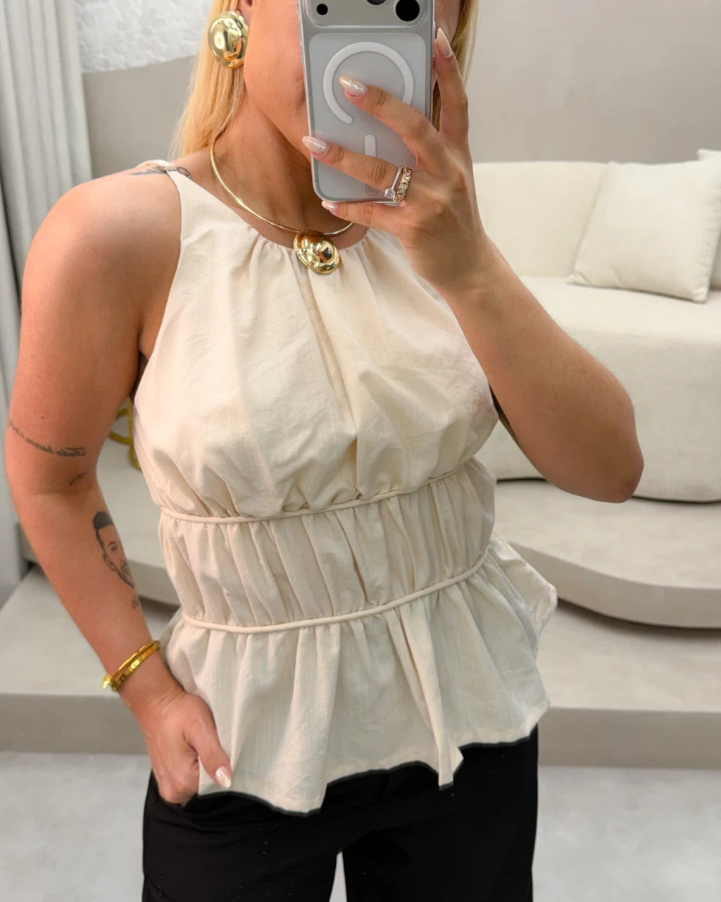 Blusa Viscolinho pre lavado Magnólia