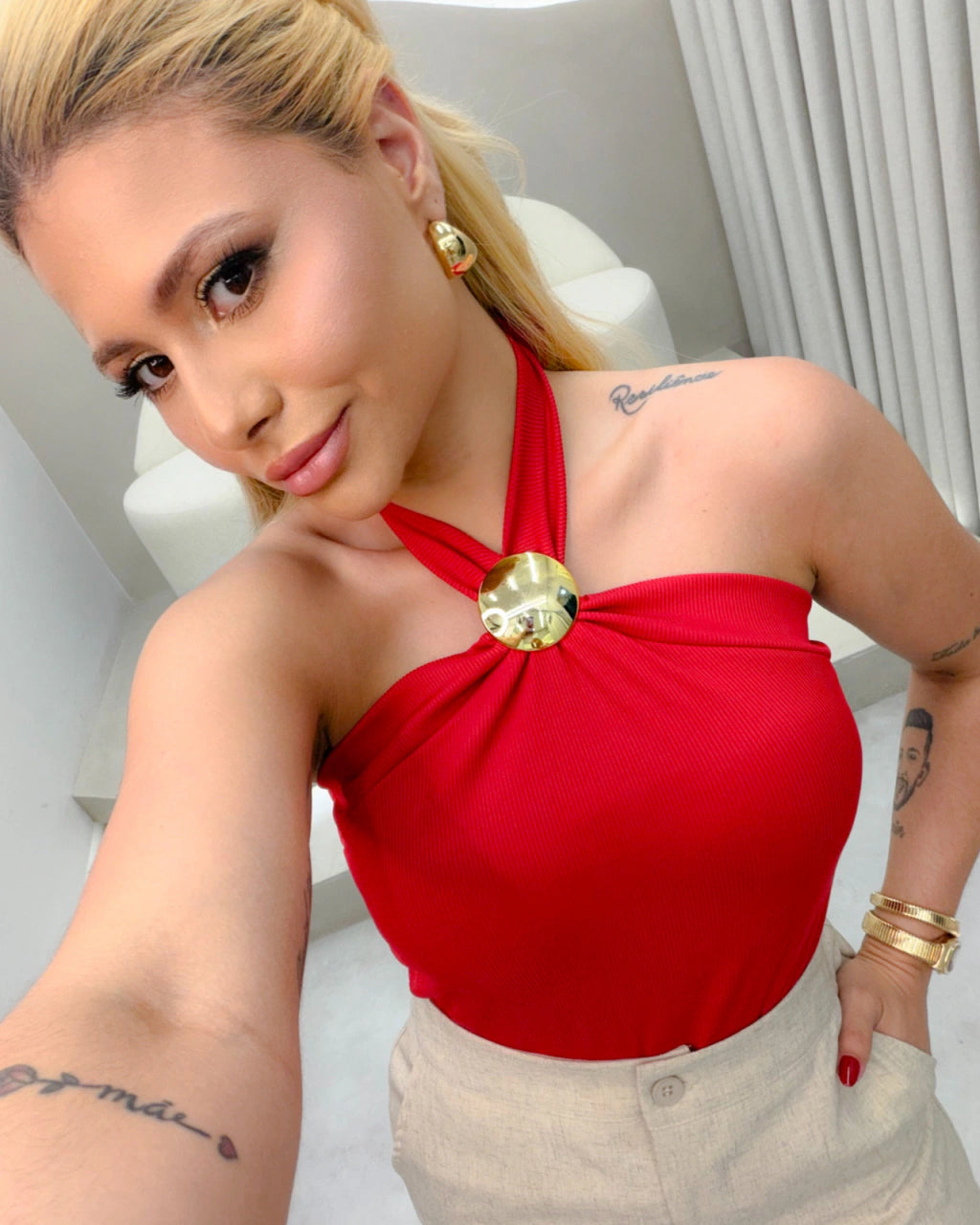 Blusa canelada Hyara