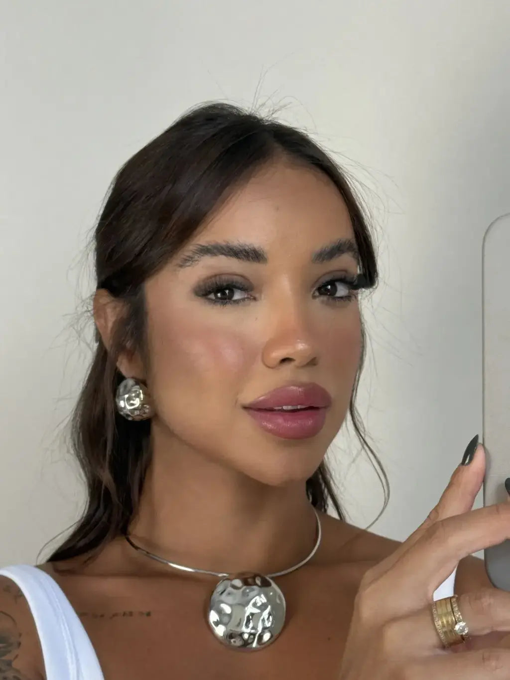 Conjunto Chocker +Brinco Oval trabalhado