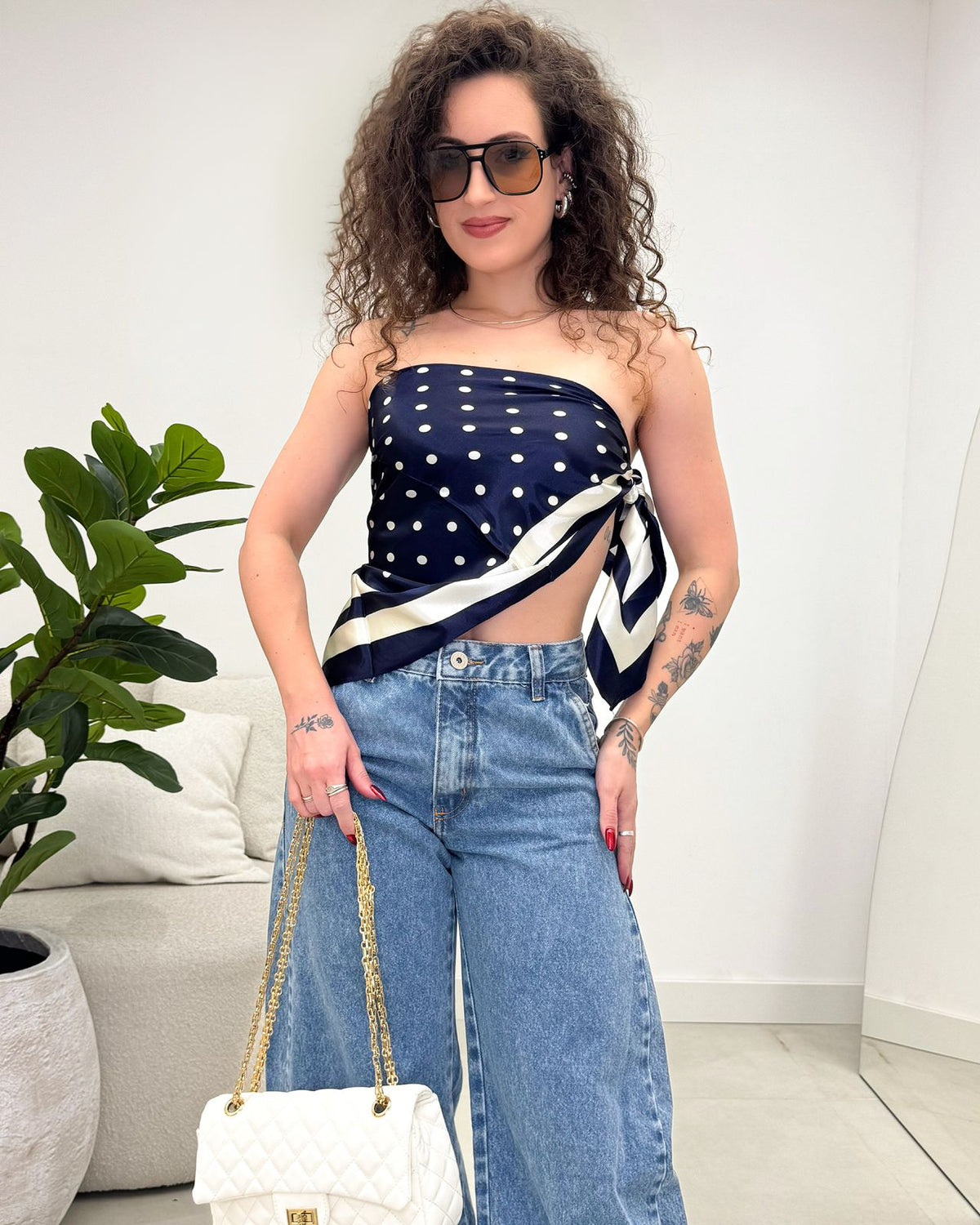 Lenço Mania Essenza Azul Poá 133559