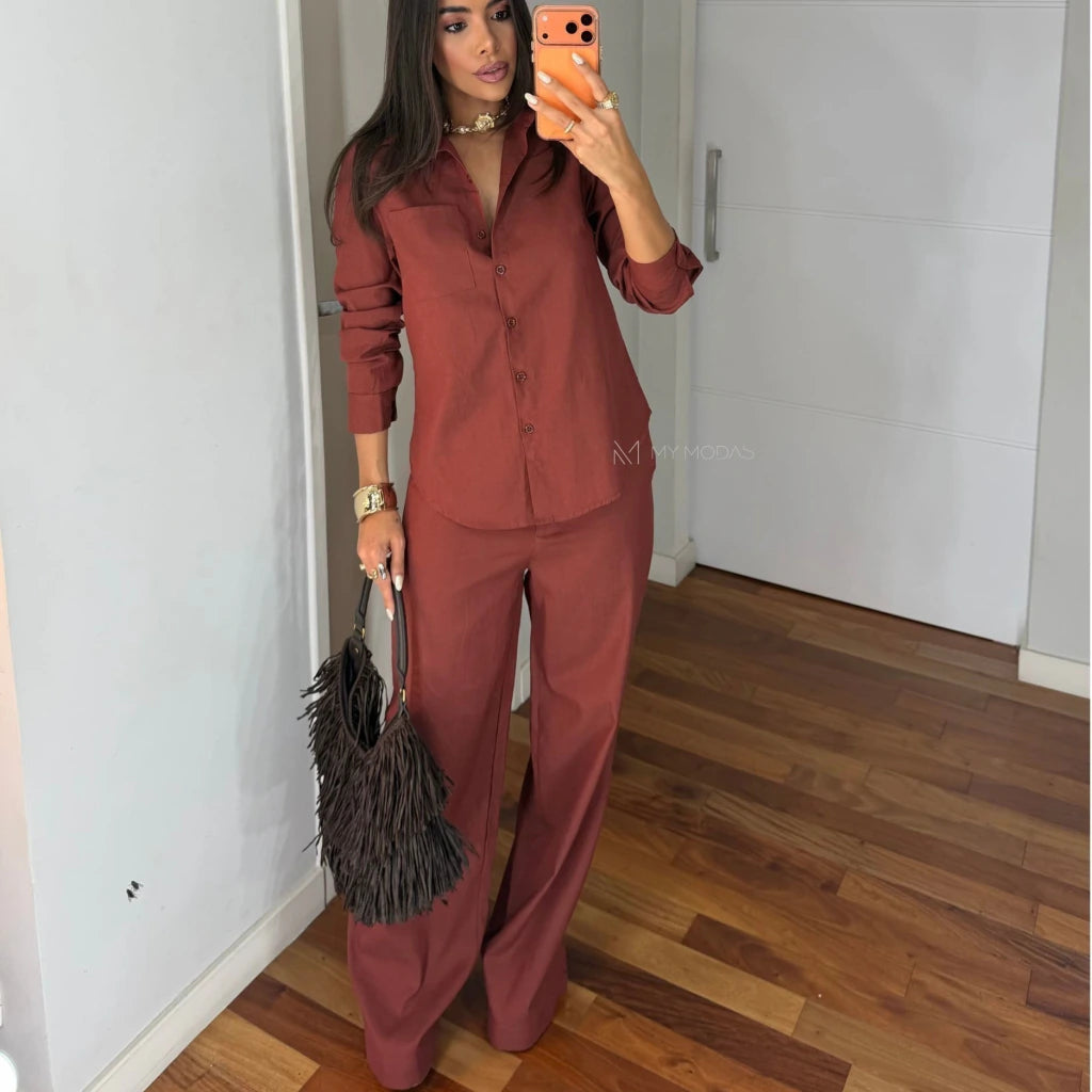 Conjunto camisa e calça linho