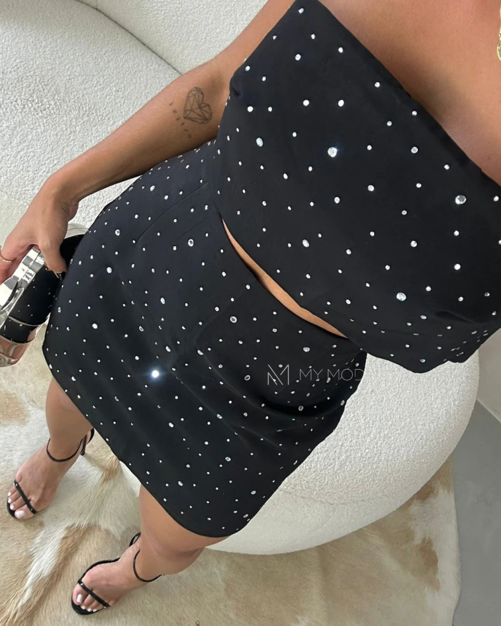 Cropped faixa alfaiataria strass