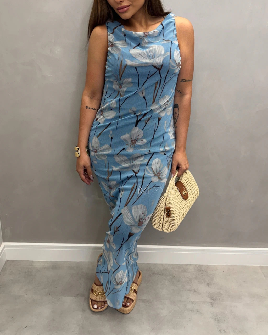 Vestido regata tule Mid alongado