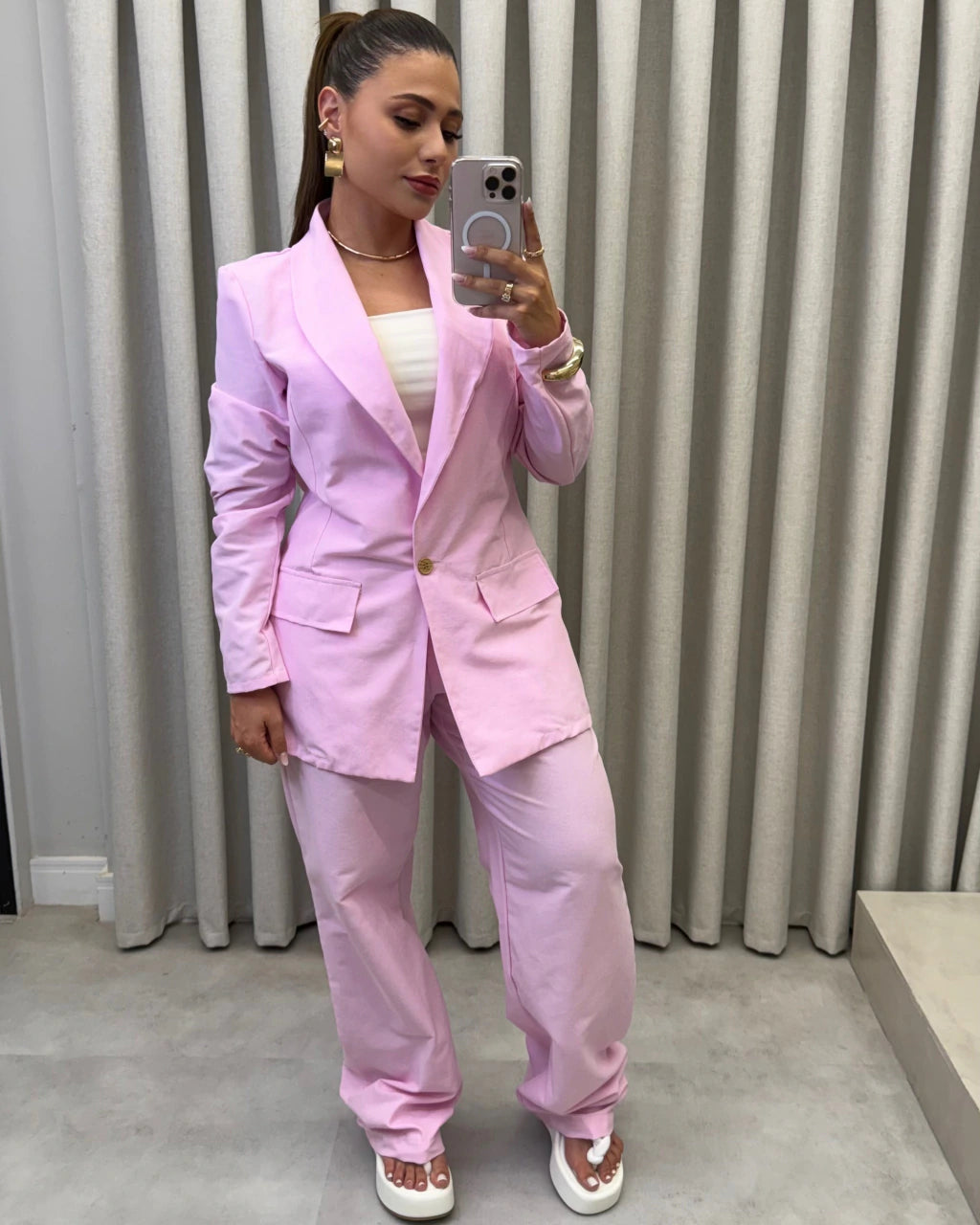 Conjunto linho blazer e calça