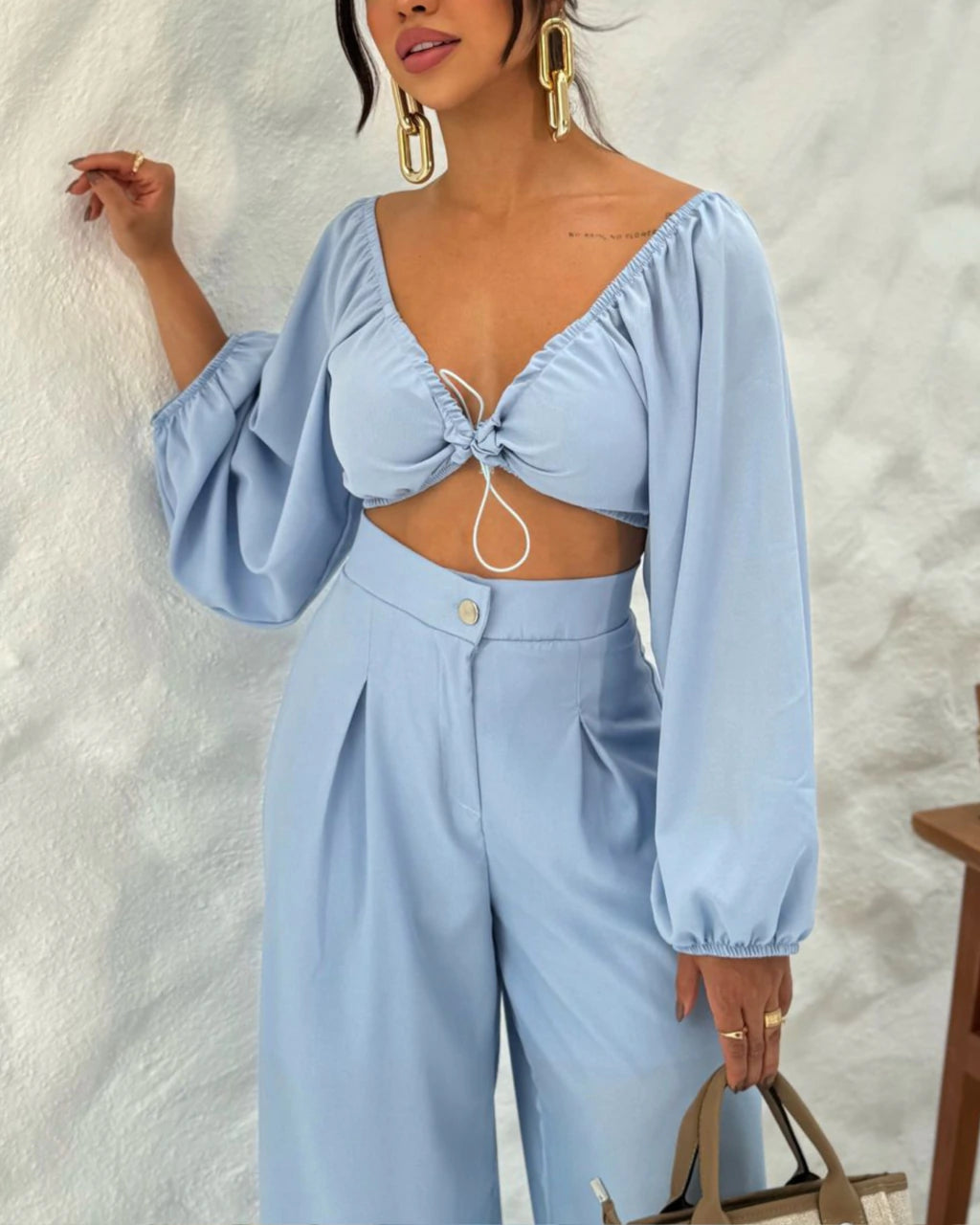 calça pantalona Zaya feminina cintura alta
