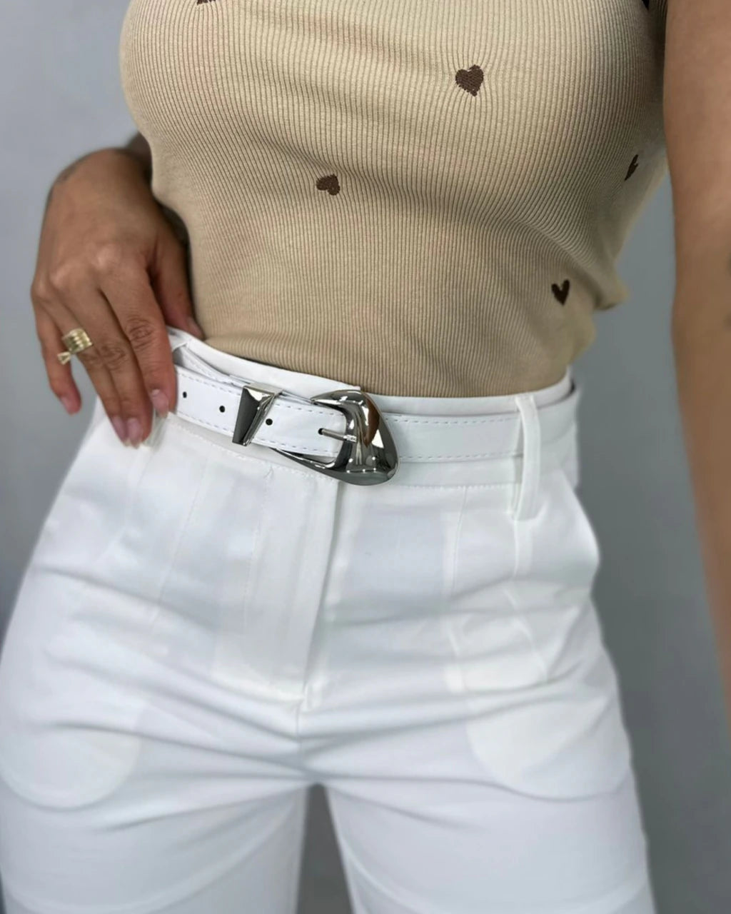 Calça Samanta com cinto feminina cintura alta