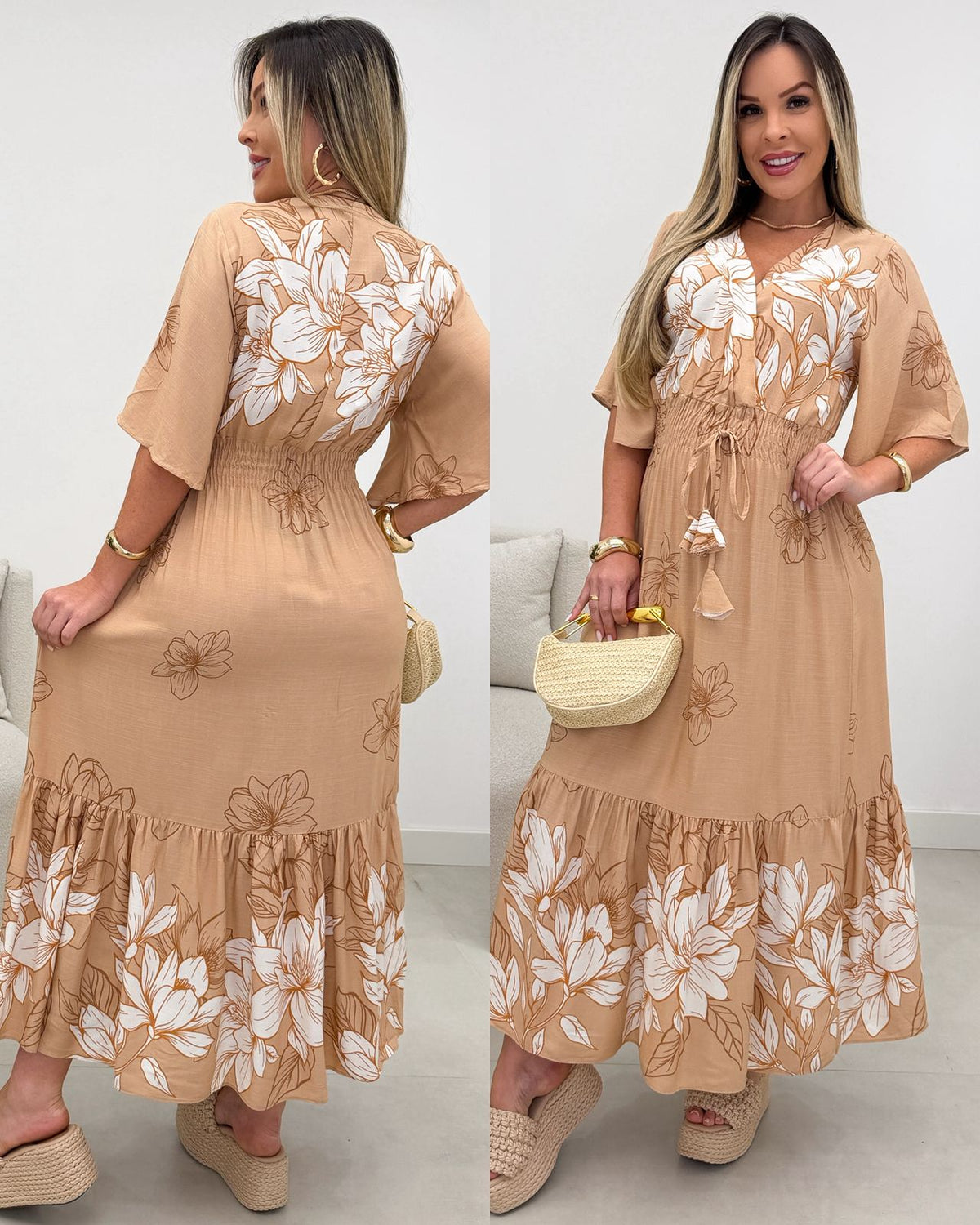 Vestido Valentina Bege 124122