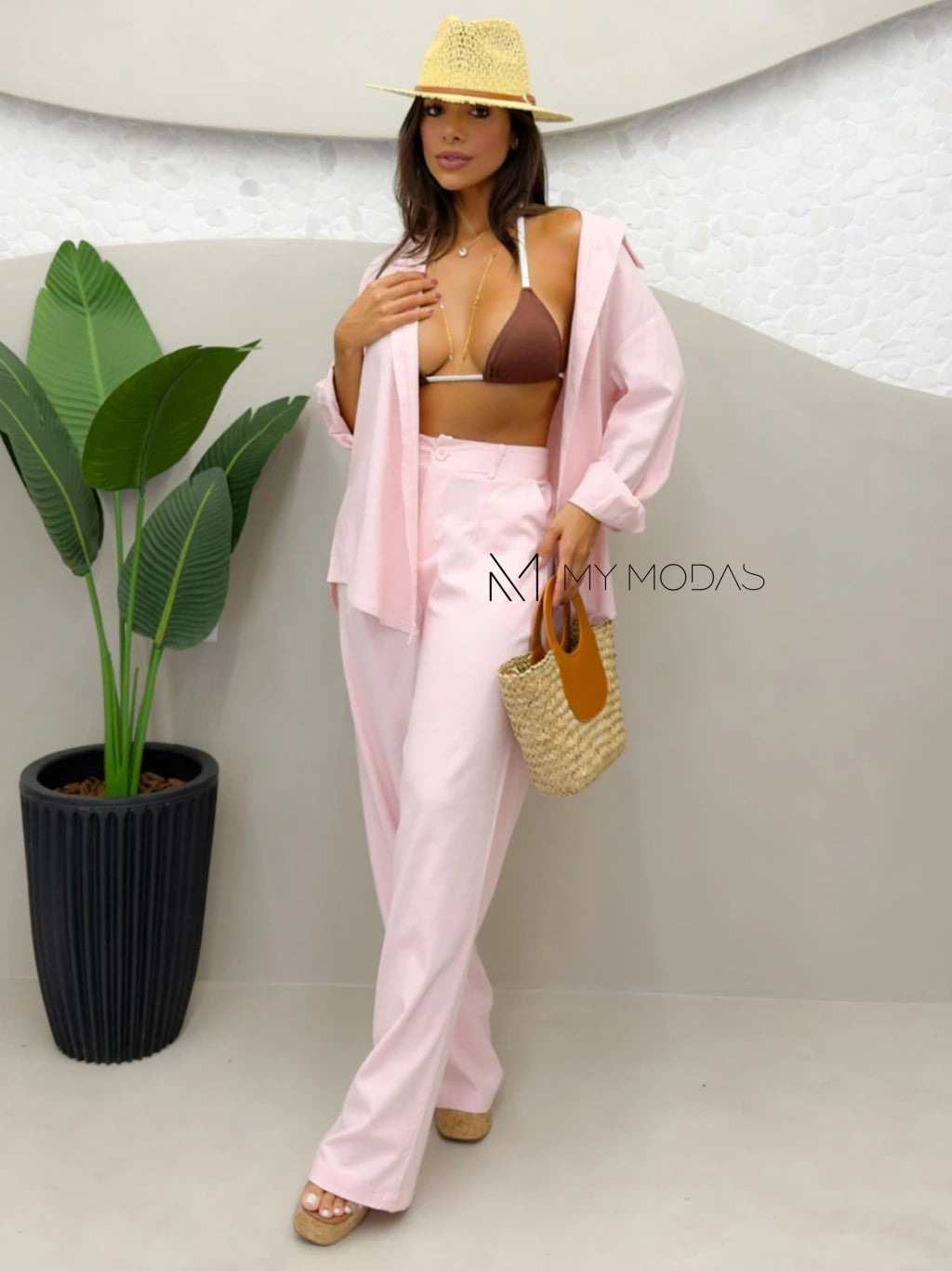 Conjunto camisa e calça linho