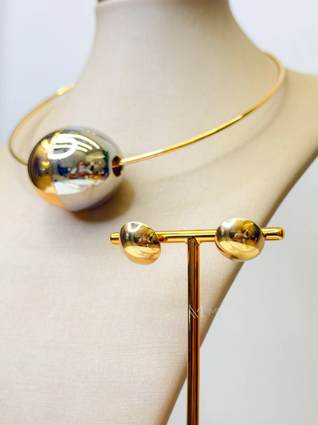 Conjunto Duo oval colar e brinco