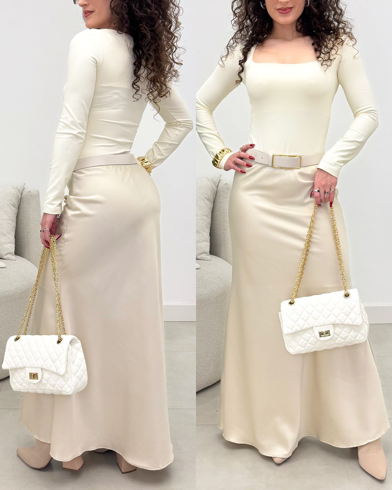 Saia Cetim Giseli Creme 134747