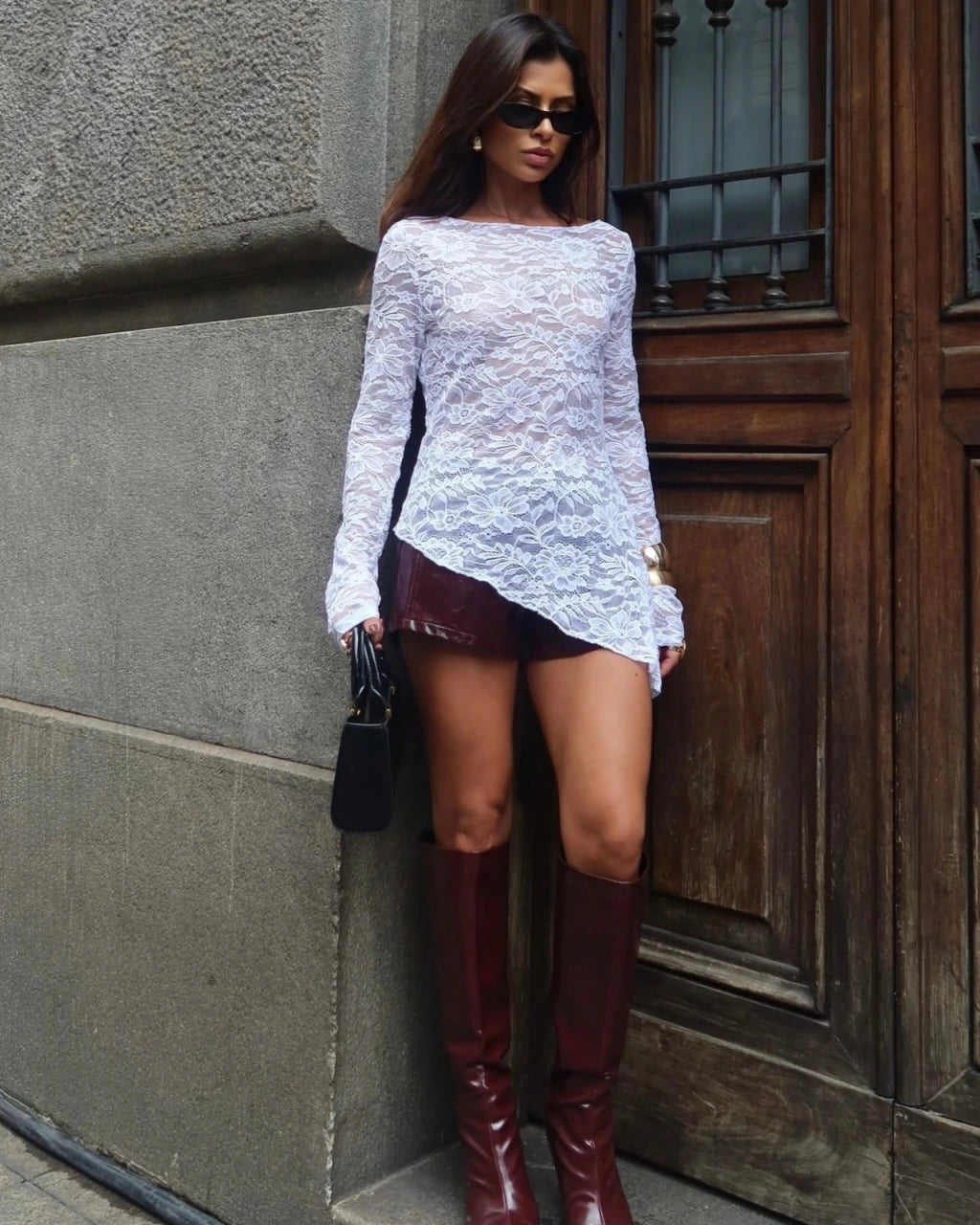 Blusa renda assimétrica