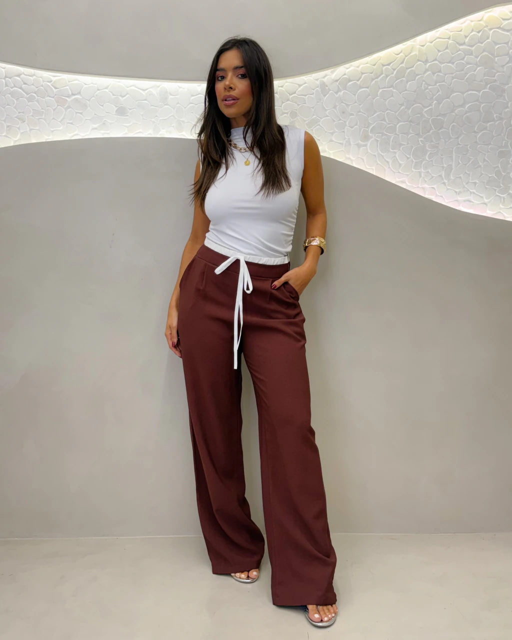 Calça Virgínia cós duplo