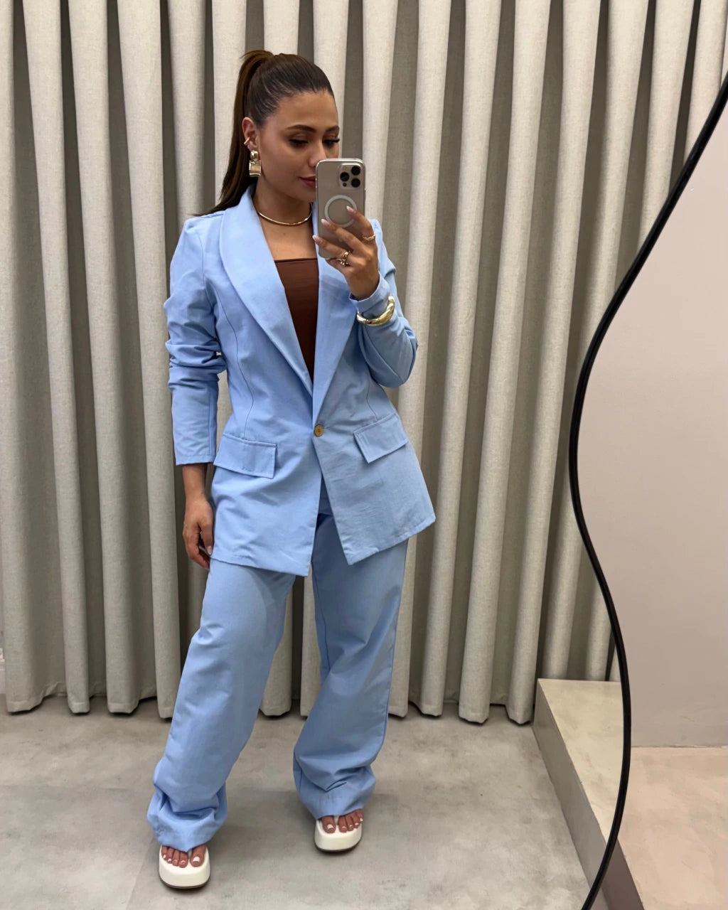 Conjunto linho blazer e calça