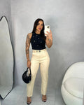 Calça Samanta com cinto feminina cintura alta